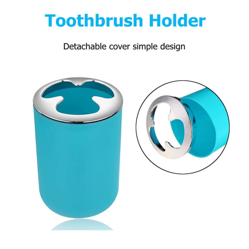 6Pcs Bathroom Accessories Set Toilet Toothbrush Holder Trash Can Soap Dispenser Cleaning Tools