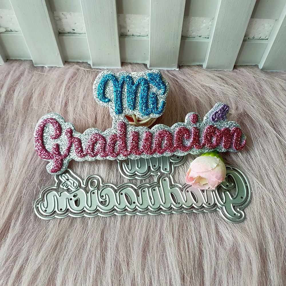 Новые испанские слова «Мой выпускной», металлическая форма для вырезания, рельефное украшение для фотоальбома «сделай сам»