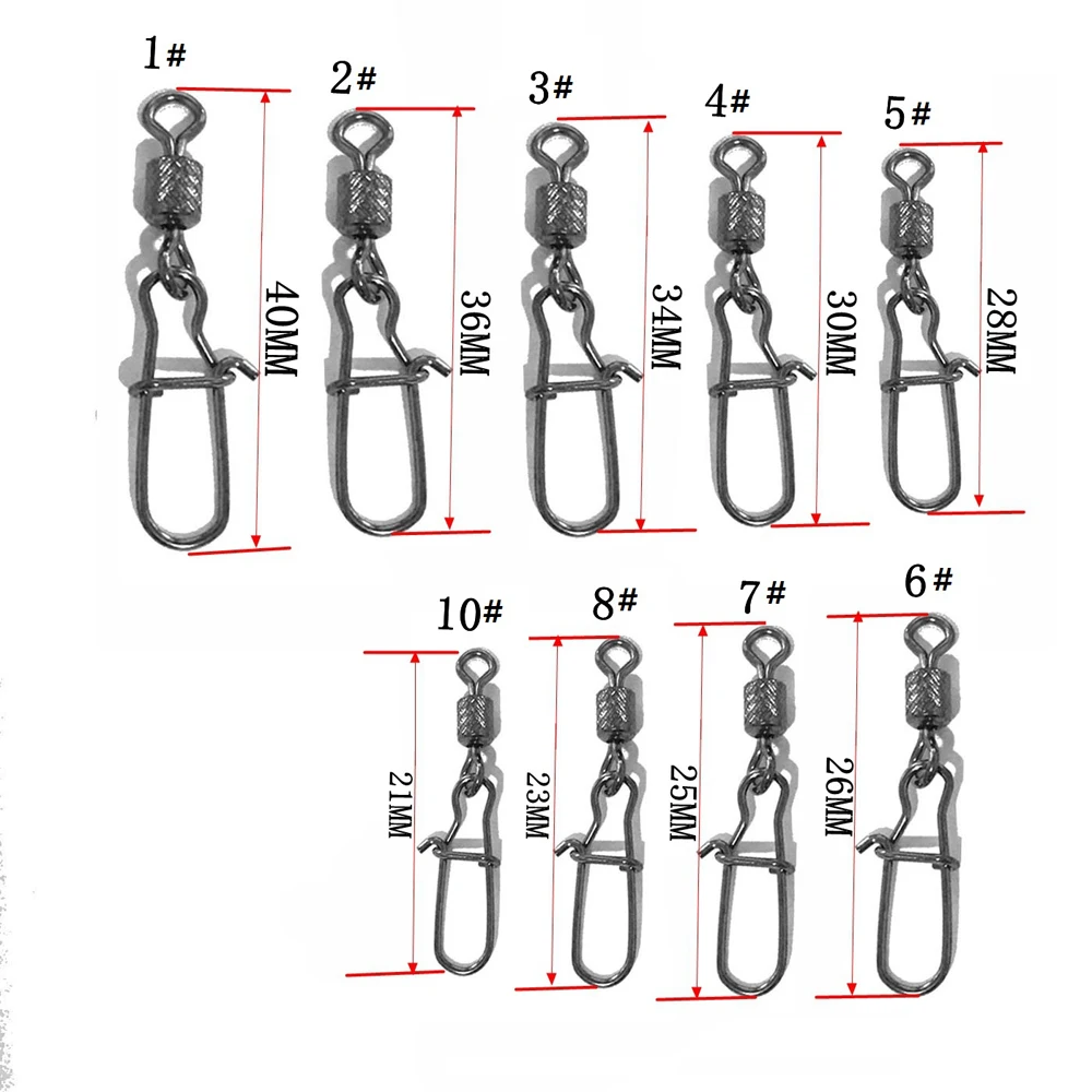 30PCS/LOT Fishing Connector Pin High Speed Bearing Rolling Swivel Fishing Hook Lure Sea Fishing Accessories Swivel Snap Fishhook