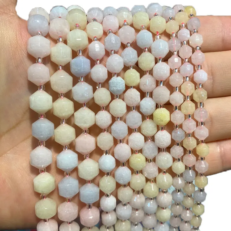 

YWROLE Natural Stone Faceted Spacer Beads Morganite For Jewelry Making DIY Bracelet Necklace Handmade Accessories 6/8/10MM