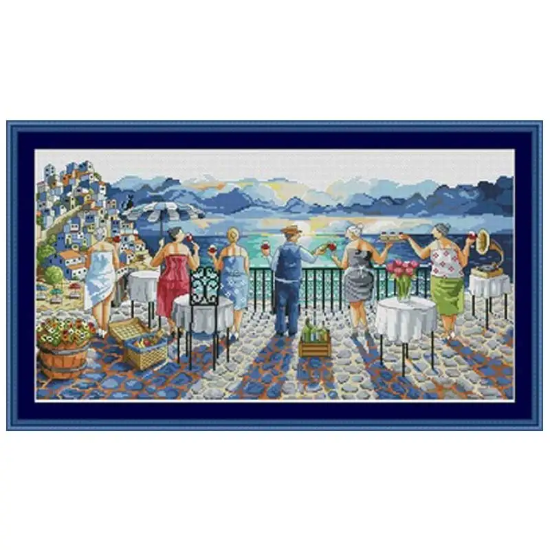 

Seaside vacation patterns Counted Cross Stitch 11CT 14CT 18CT DIY Chinese Cross Stitch Kits Embroidery Needlework Sets