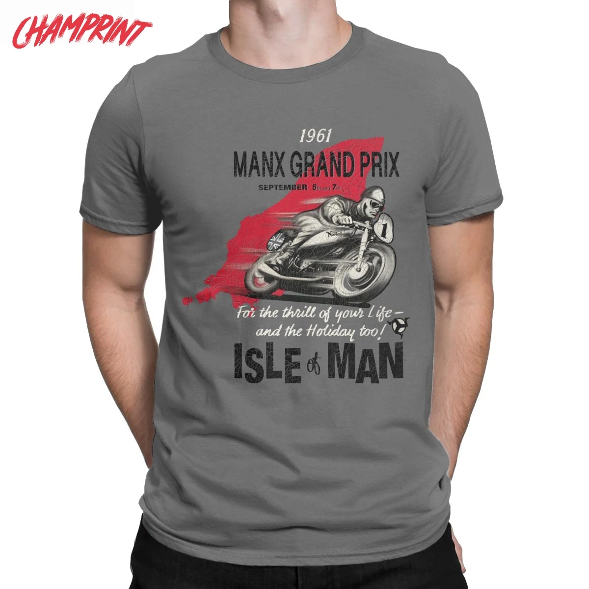 Men\'s Motorcycle Races Isle Of Man TT T Shirt Road Racing Cotton Clothing Casual O Neck Tee Shirt Birthday Present T-Shirt