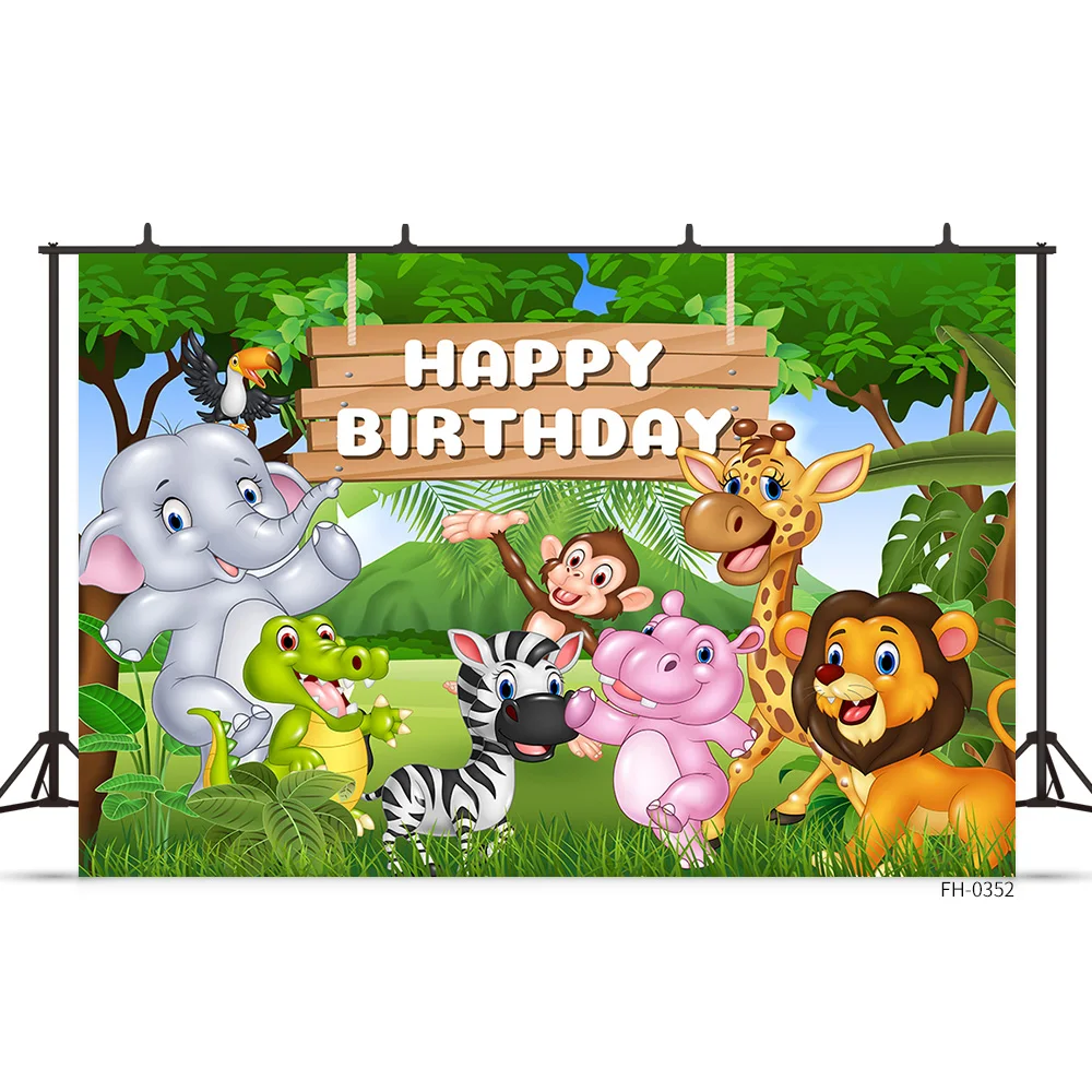 Custom Forest Wild Animal Backdrops Newborn Baby Shower Birthday Party Photography Backgrounds Jungle Safari Theme Photo Studio