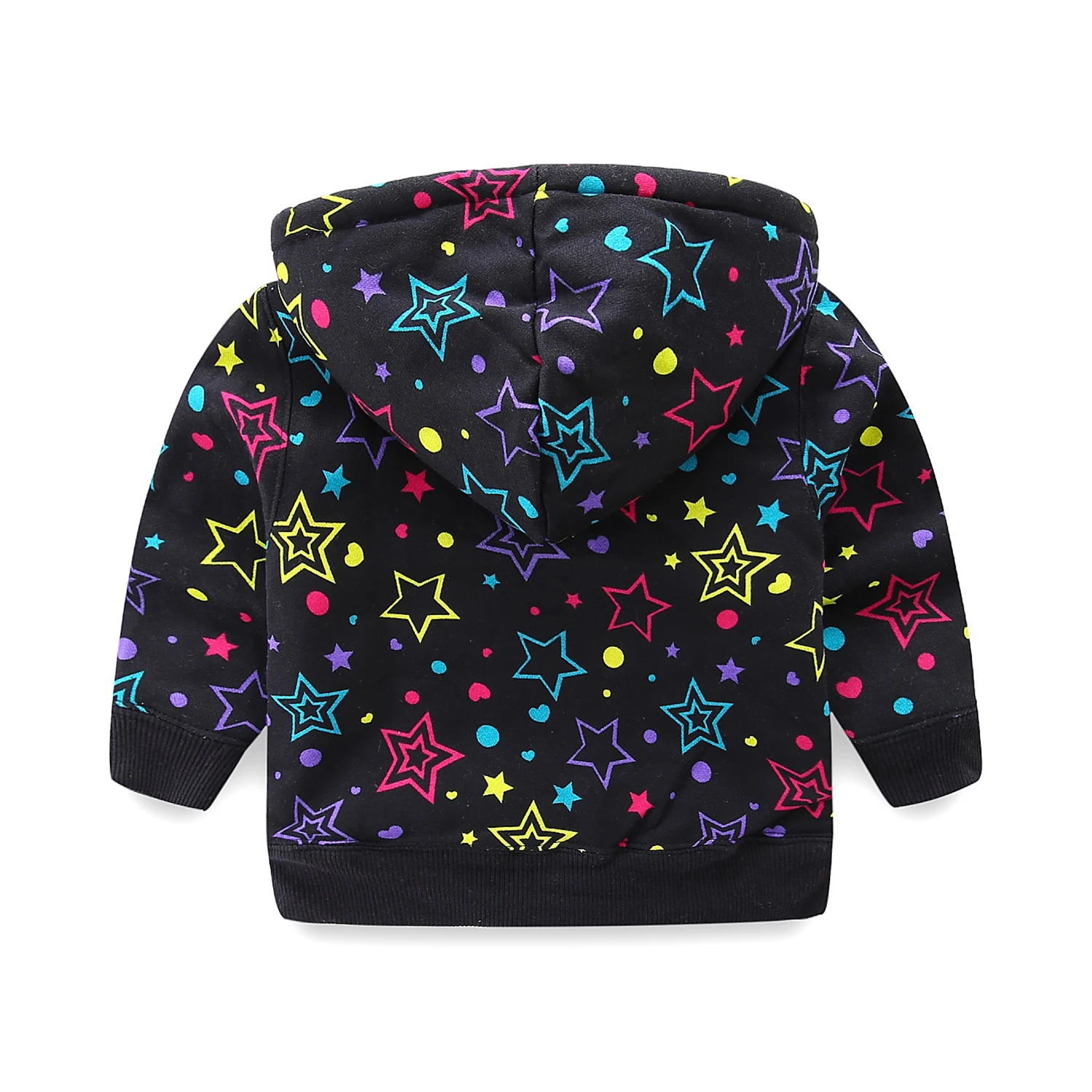 Mudkingdom Girls Boys Winter Hoodie Jacket Fleece Lined Star Dots Prints Zipper Pocket Warm Casual Outerwear for Kids Clothes