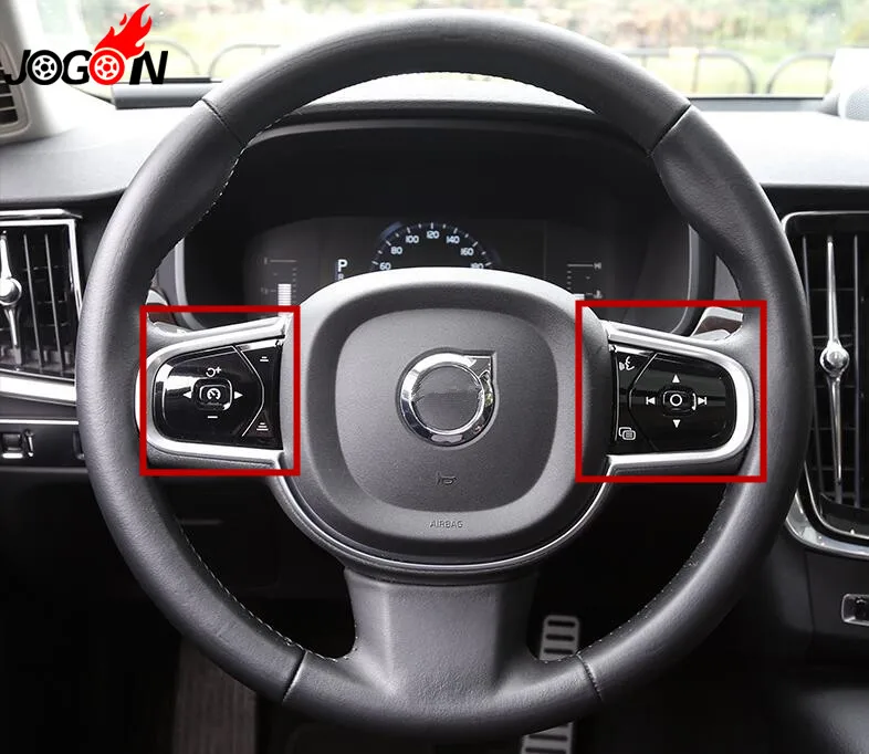 For Volvo XC60 XC90 S90 V90 V40 2018 2019 Steering Wheel Button Switch Adjustment Trim Cover Sticker Silver & Black