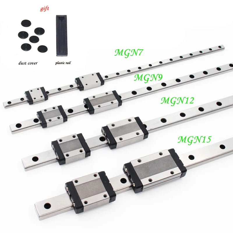 Miniature Linear Rail Slide MGN MGN9 MGN12 MGN15 MGN7 1PC Linear Rail Guide + 1PC MGN Carriage Miniature Linear Rail Slide CNC 3