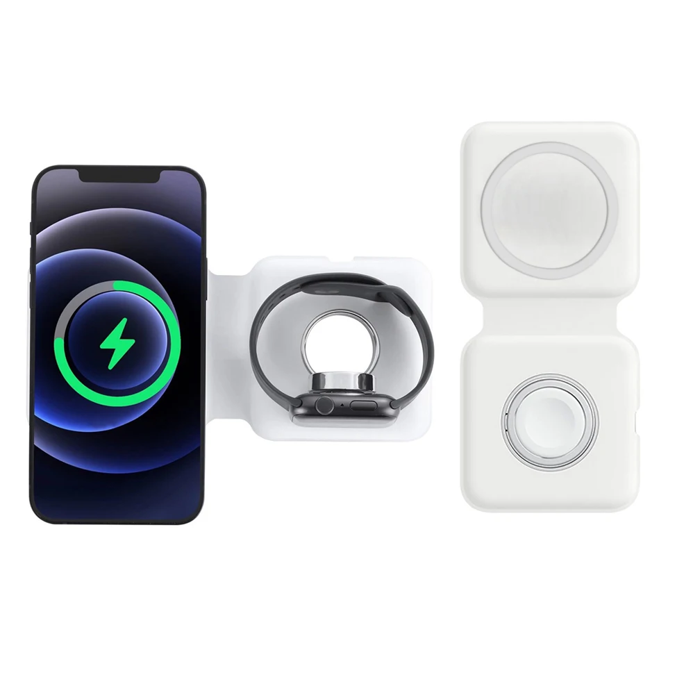 2IN1 Magnetic Wireless Charger Dock For iPhone 12 Pro 11Pro XS Max XR X 8 AirPods Apple Watch 5 4 3 2 15W Fast Wireless Charging