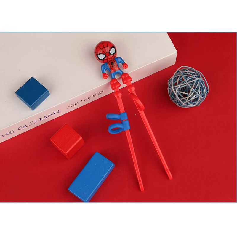 1 Pair Disney Cartoon 3D Chopsticks Children Training Learning Chopsticks Hero Doll Silicone Ring Children\'s Tableware Set