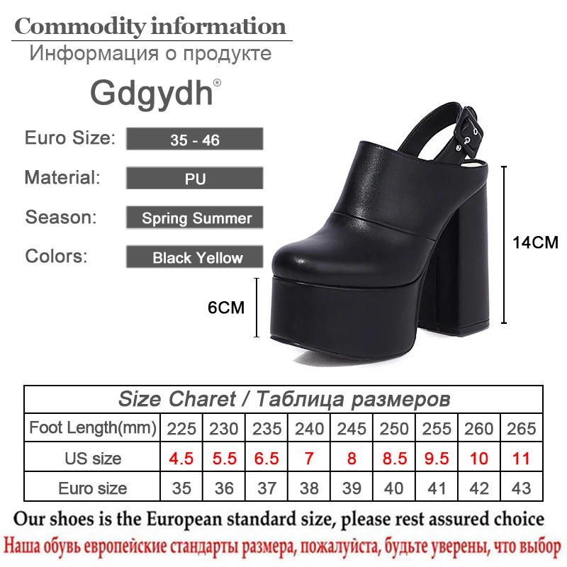 Gdgydh Women Cover Toe Back Strap Block Heel Shoes Slingback Mules Women With Buckle Street Style Gothic Platform Pumps Big Size images - 6