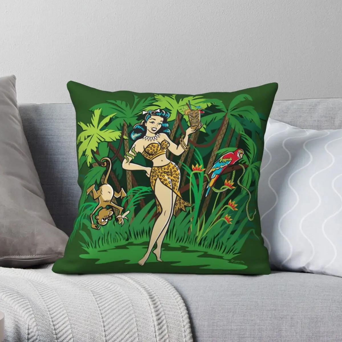 Jill Marie Landis Tiki Goddess Pillowcase Polyester Linen Velvet Printed Zip Decor Home Cushion Cover 18