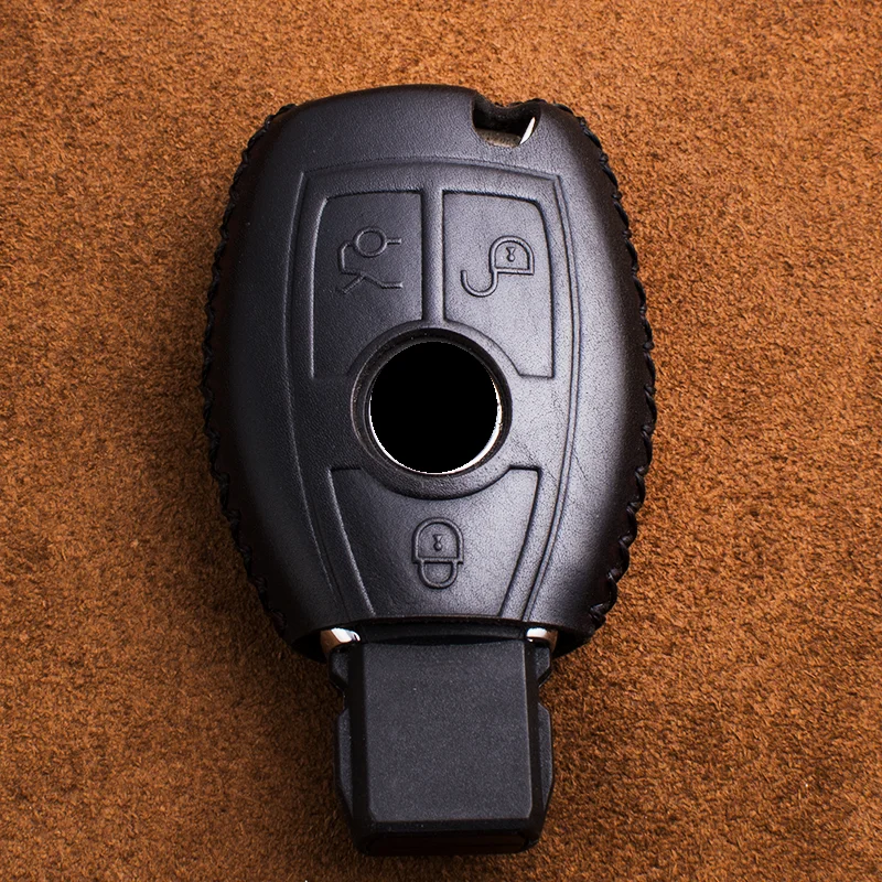 Genuine Leather Car  key Fob Cover For Mercedes benz A B R G Class GLK GLA w204 W251 W463 W176 smart key