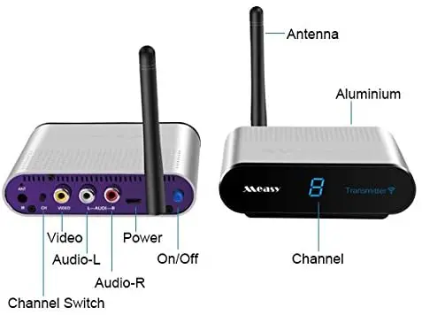 Transmissor e receptor av sem fio measy av530, transmissor e receptor de tv até 300m/ft a câmera, monitor, tv, extensor rca