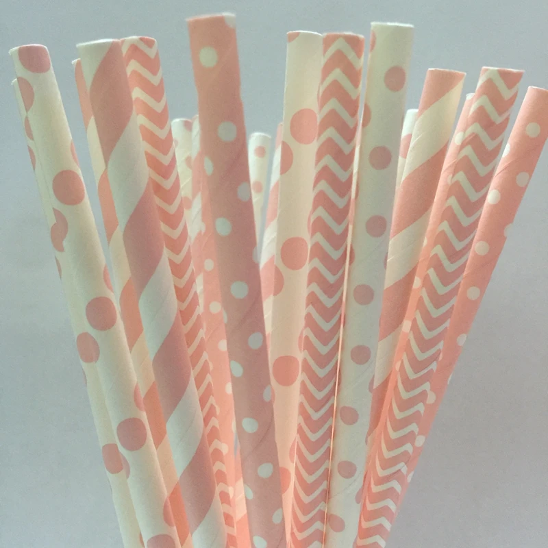 

25pcs/lot Light Pink Paper Straws For Kids Birthday Party Decorations Wedding Decorative Bachelorette Party Supplies BabyShower