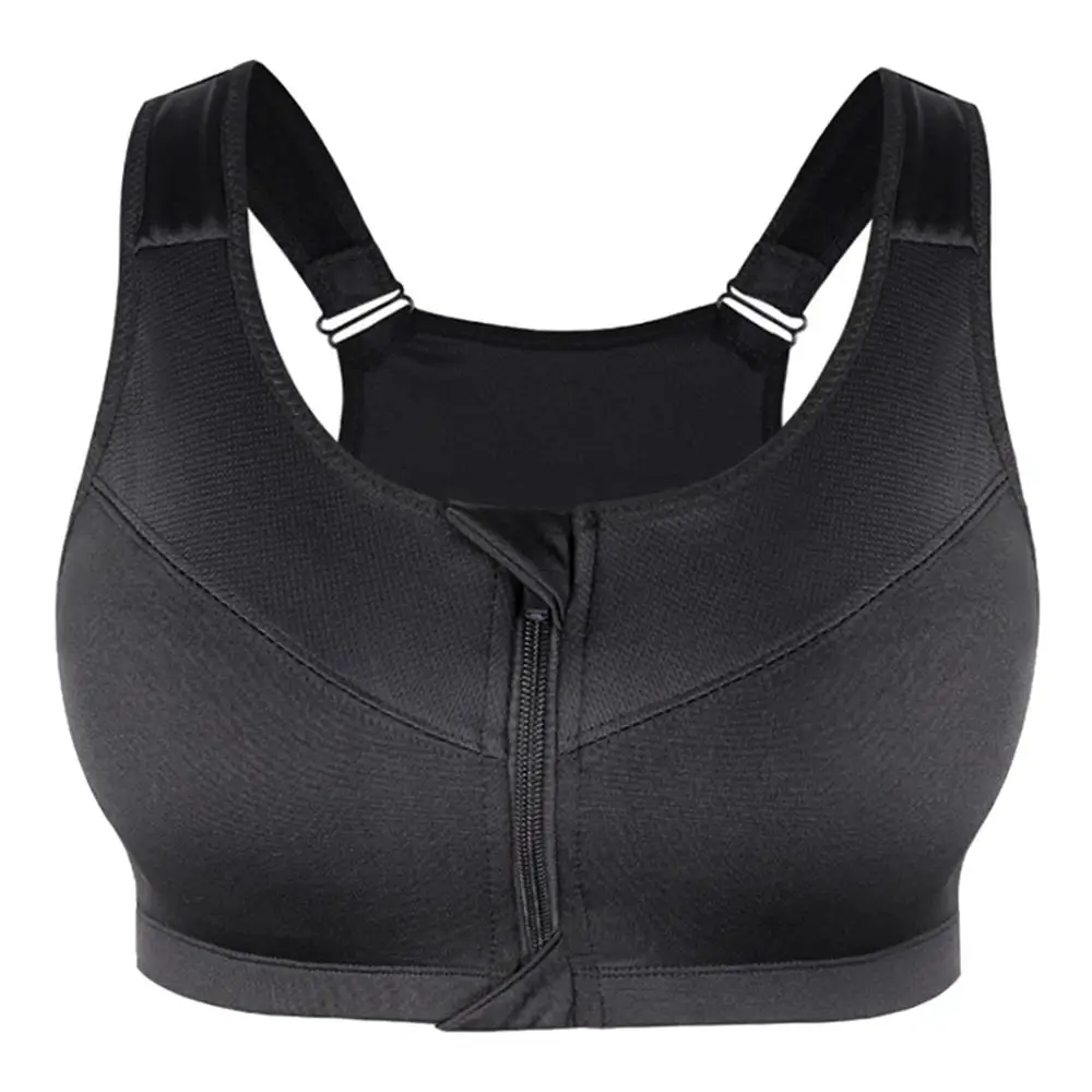 S-3XL Reggiseni sportivi con cerniera da donna Top push up imbottito senza ferretto Lady Girls Traspirante Fitness Run Gym Yoga Reggiseni