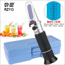 RZ Refractometer Handheld sugar Meter Brix Test Optical 0-32% ATC Milk Tea Fruit Sugar Meter Saccharimeter RHB-32ATC