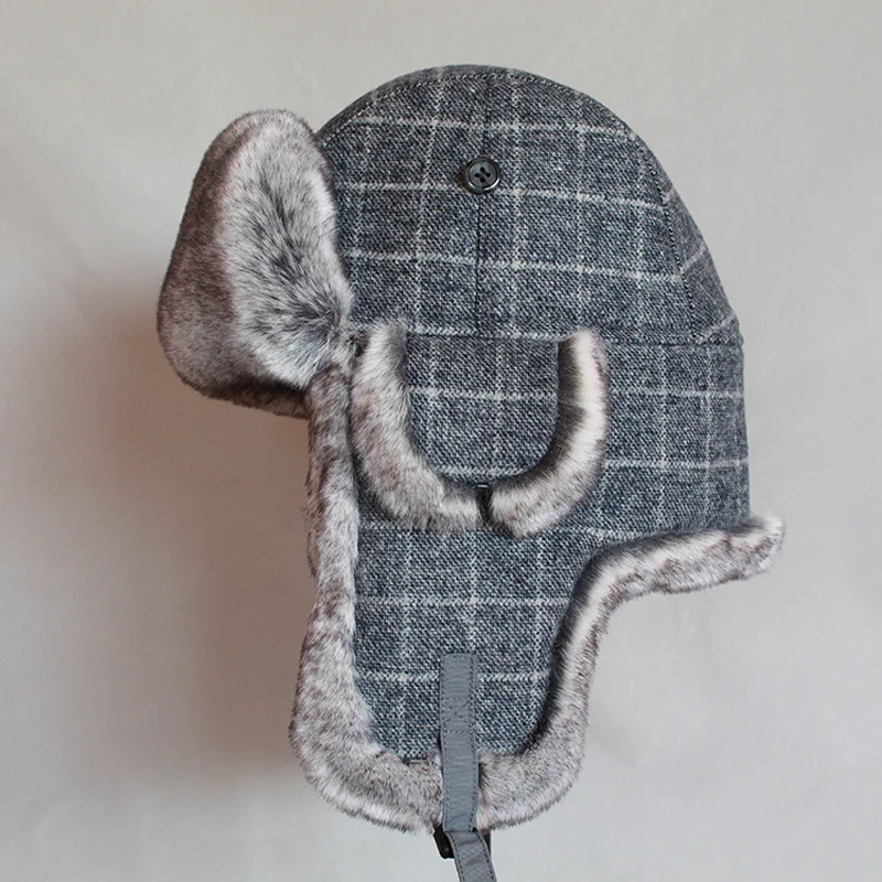 Men Russian Bomber Hat Winter Ushanka Trapper Hat With Earflaps Women Faux Fur Snow Caps For Children