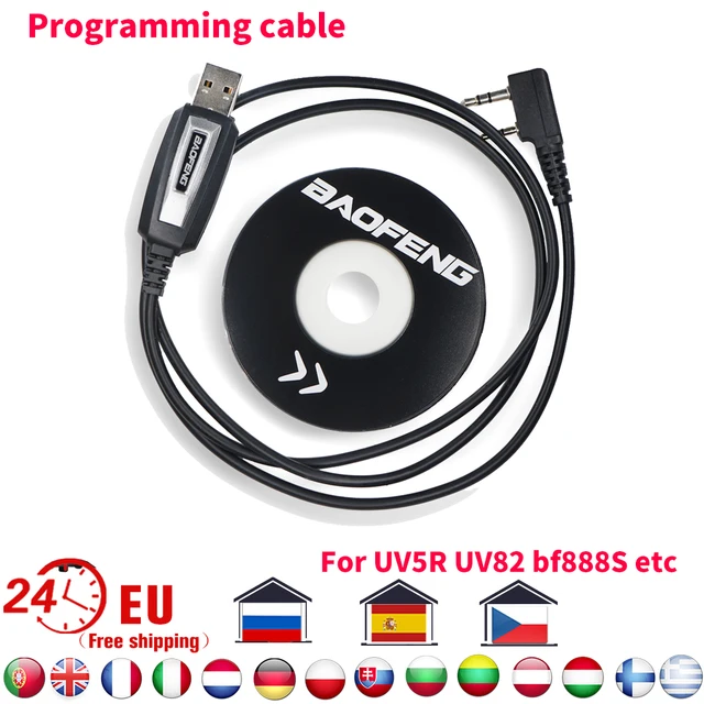Baofeng Oryginalny kabel USB do programowania Walkie Talkie z sterownikiem CD do Baofeng UV5R Pro UV82 BF888S UV 5R Ham Radio Akcesoria