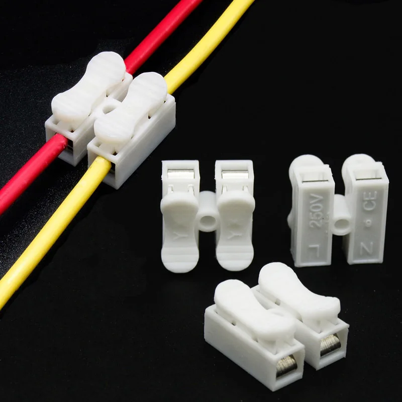 10PCS/Lot CH2 2 Pin Wire Electrical Cable Connector Flame Retardant Fireproof Terminal Block Quick Splice Lock Wire Terminals