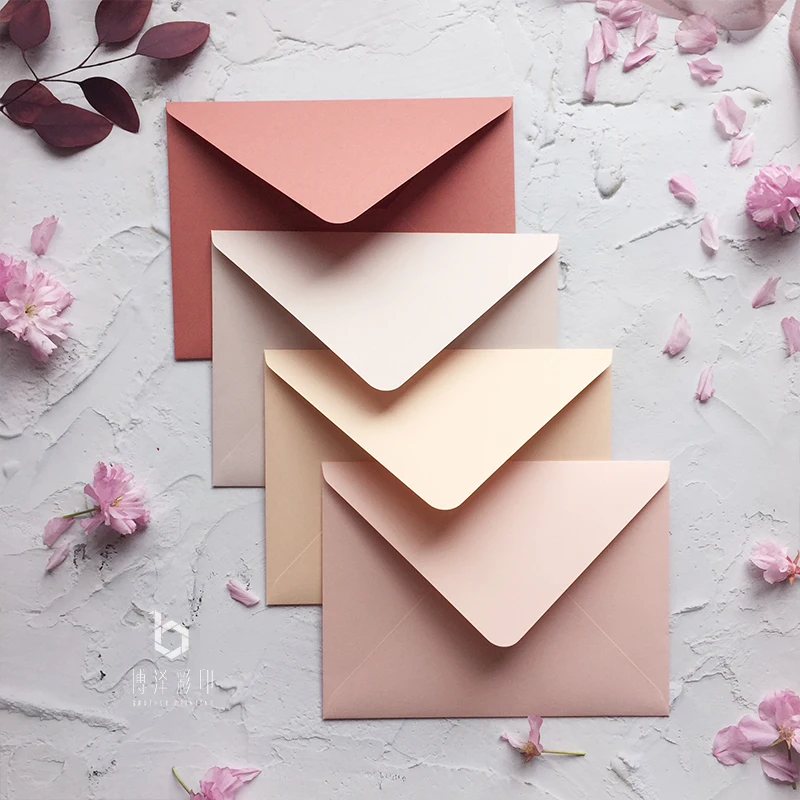 5pcs/pack Nude Pink Envelopes Luxury Japanese Gauze Paper Wedding Invitation Envelopes 14cmX19cm