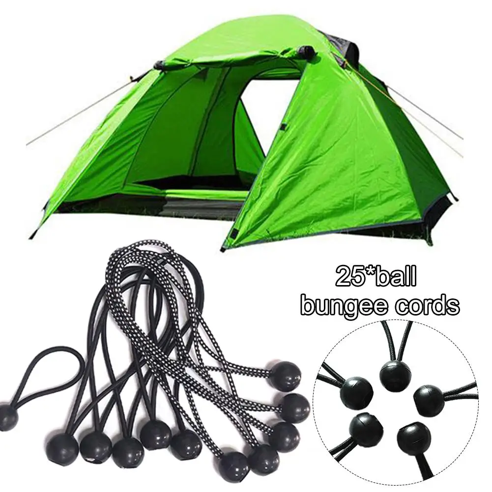 25pcs Bungee Cord Ball Black Poly Tarp Canvas Tarpaulin Flag Pole Ties Cord ends Elastic Rope Lace Fixed Boat Pole Accessories