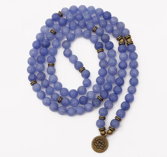 blue 108 beads 8mm elastic adjustable Lotus life tree Buddha OM eye Chakra Reiki agate Onyx Yoga Bracelet necklace ioij3