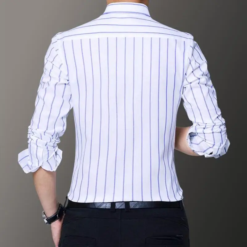 New Spring Men Casual Slim Fit Blouses Japan Style Long Sleeve Striped 100%Cotton Harmont Blaine Shirts