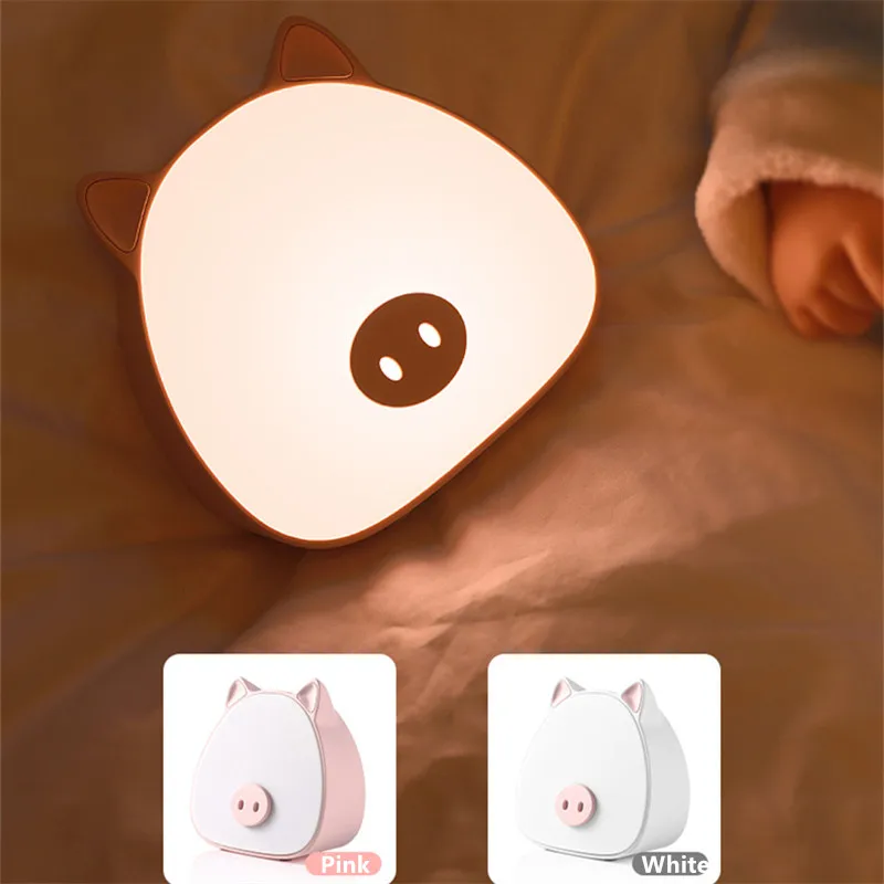 

New Creative Night Light Bedroom Bedside Decoration USB Cute Pig Touch Sensor LED Lamp Sleeping Atmosphere Lights Lighting Gift