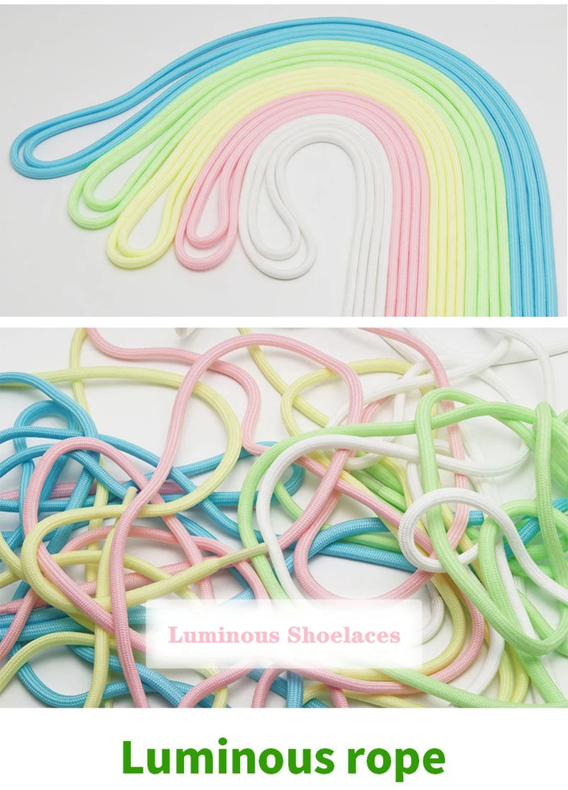 5 Farben Runde Leuchtschnürsenkel für dunkle Nächte, fluoreszierende Schnürsenkel für Damen und Herren, für Sneakers, 100/120/140CM – Detail 2