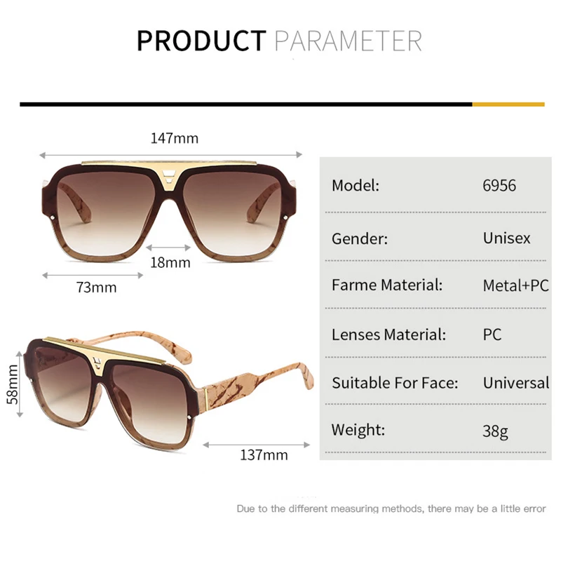 Fashion Vintage Big Frame Square Sunglasses Women Men 2021 Luxury Brand Designer Popular Travel Sun Glasses Female Shades UV400