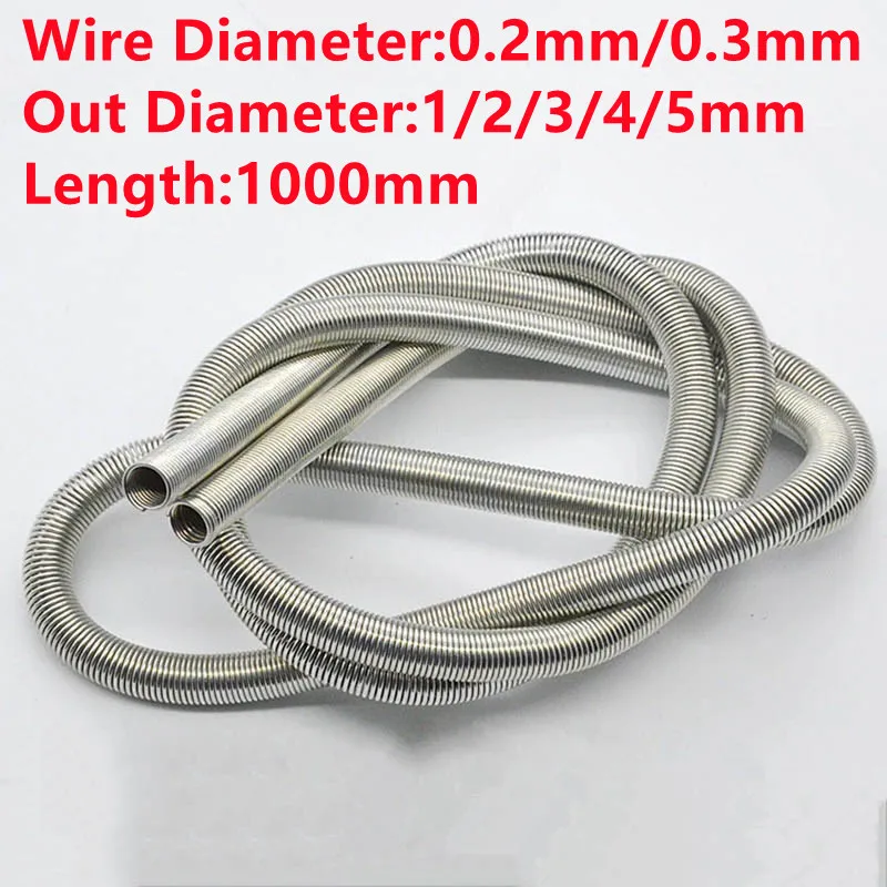 

2PCS,1 Meter Custom Small Steel Long Flexible Extension Compression Spring,0.2/0.3mm Wire Dia*1/2/3/4/5mm Out Dia*1000mm Length