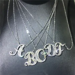 Statement Alphabet 26 letters pendant necklace for women 925 sterling silver Pendant AAAAA cz Fashion Jewelry Birthday Gift