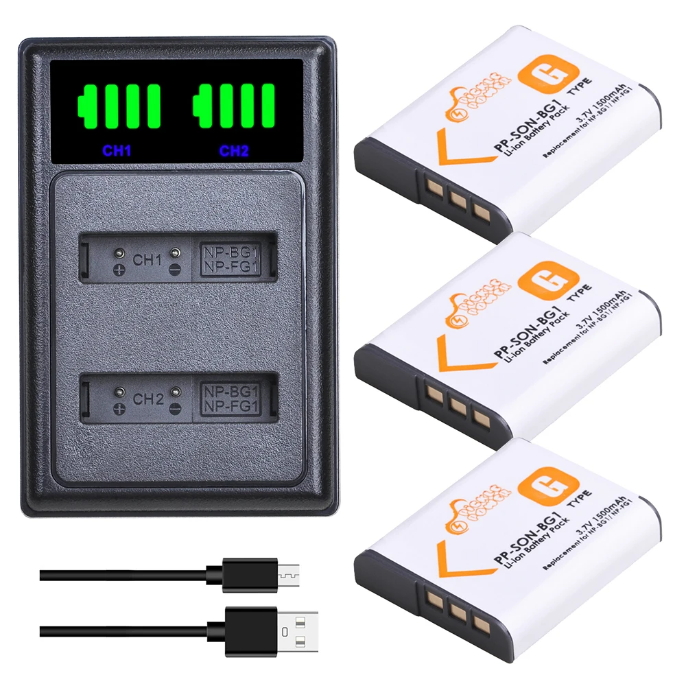 NP-BG1 NP-FG1 Battery LED USB Dual Charger For Sony Cyber-Shot DSC-H3 DSC-H7 DSC-H9 DSC-H10 DSC-H20 DSC-H50 DSC-H55 DSC-H70