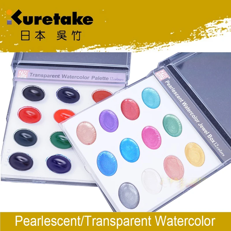 

Kuretake ZIG Watercolor solid Water-based Pigment 12 Colors Transparent/Pearlescent