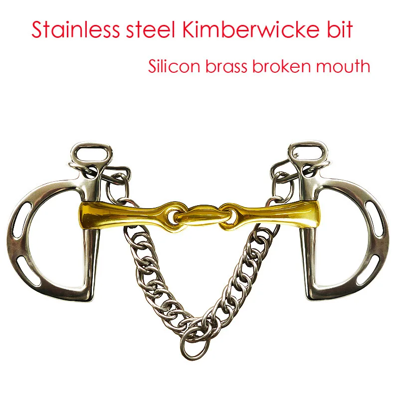 Silicon Brass Broken Mouth with Elliptical Link Stainless Steel Kimberwicke Bit with Equestrian Ring Horse Snaffle Bit