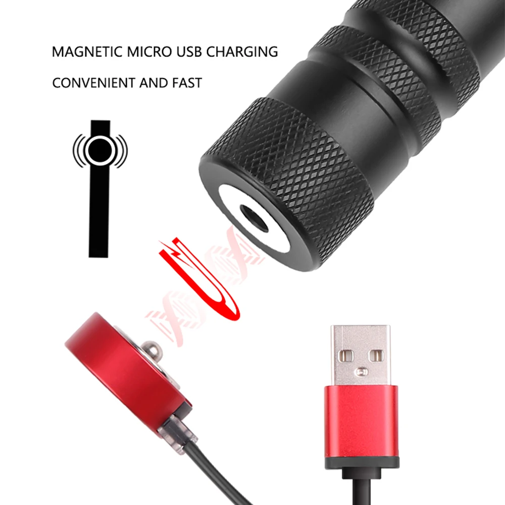 Magnetic USB Charging Flashlight XHP50 LED Flashlight Rechargeable with Built-in 18650 Battery 12 Lens Waterproof Head Torch