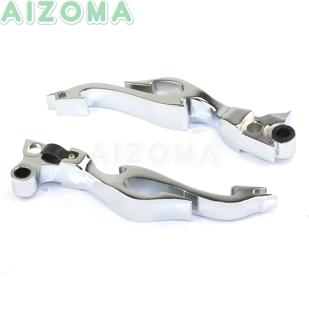 1 Pair Chrome Flame Hand Brake Clutch Levers For Harley Sportster Softail Custom Fat Boy 1996-2012 Dyna Wide Glide Street Bob