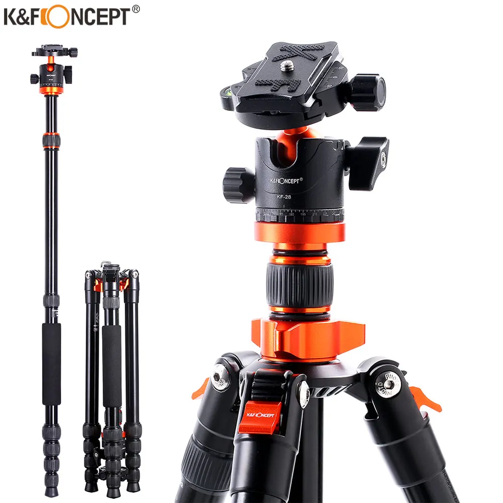 K&F Concept 67 inch Aluminum Camera Tripod Monopod with 360 Degree Ball Head and 1/4