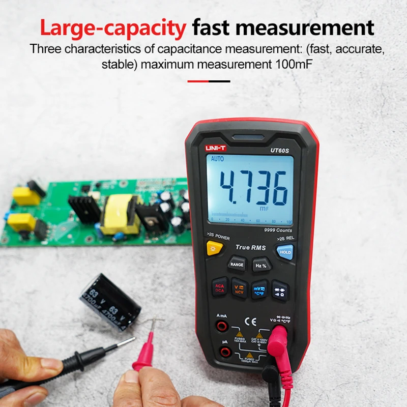 Imagem -05 - Uni-t-digital Multímetro Inteligente Ut60s Ut60bt 1000v ac dc Voltímetro Amperímetro True Rms Medidor de Frequência Capacitor Testador de Temperatura