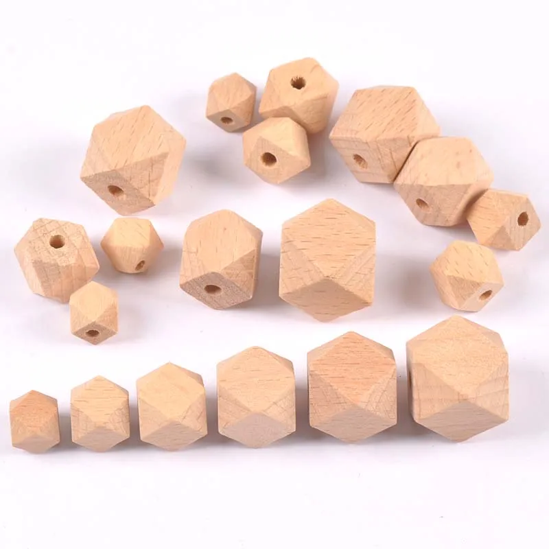 10-20mm natural Beech Wooden Cube unfinished geometric Beads For Jewelry making For Pacifier Clip Chain Accessories MT2230