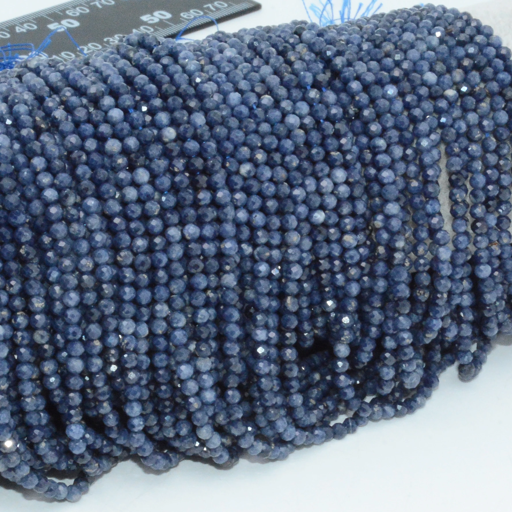 

2 strands Natural Simple Quality Sapphire Faceted Round Beads 3.3mm