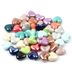 10pcs 15x13mm Heart Shape Ceramic Beads For Jewelry Making Loose Spacer Love Heart Porcelain Bead DIY Bracelet Accessories