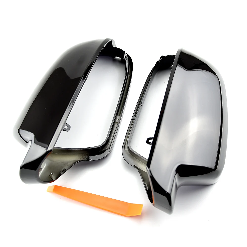 2pcs ABS Rearview Mirror Bright black Side Covers Cap B8.5 For Audi A3 8P A4 A5 2011-2016 8F0857527B 8F0857528B