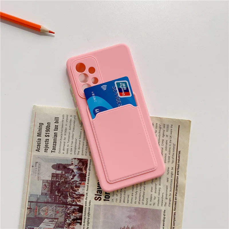 Solid Colors Card Pocket Slot Bags Phone Case for OPPO A16 A54 A55 F19 Realme 8 C21 C25 Reno 5 6 6Z Find X3 Pro TPU Cover Fundas