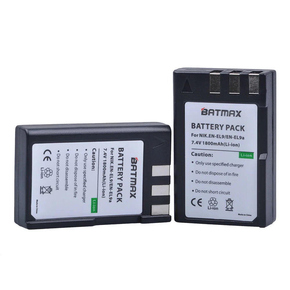 Batmax 1800mAh EN-EL9 EN-EL9a EN EL9 Battery+LED USB Dual Charger for Nikon EN-EL9a D40 D60 D40X D5000 D300 L15