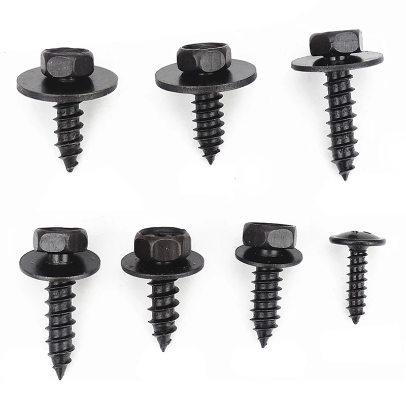 10Pcs Multipurpose Self-tapping Screws External Hex Black screws Furniture outdoor fasteners Hardware Accessories