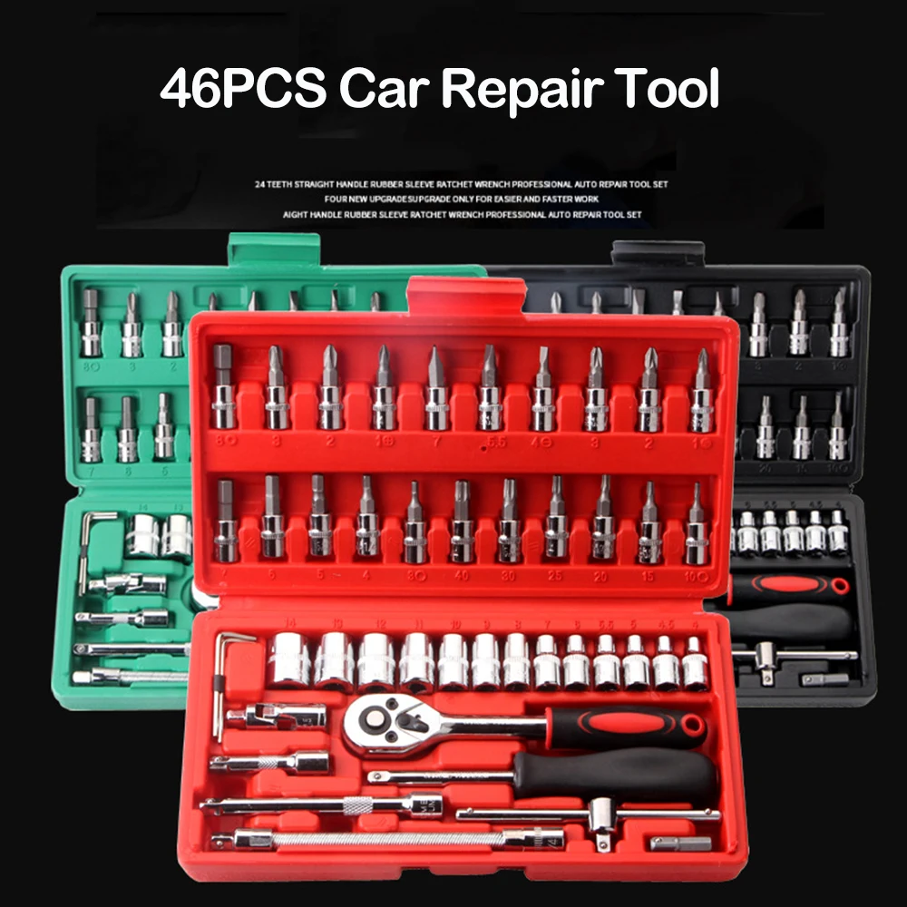 

Car Repair Tool 46pcs 1/4-Inch Socket Set Car Repair Tool Ratchet Torque Wrench Combo Tools Kit Auto Car Repairing Tool Set