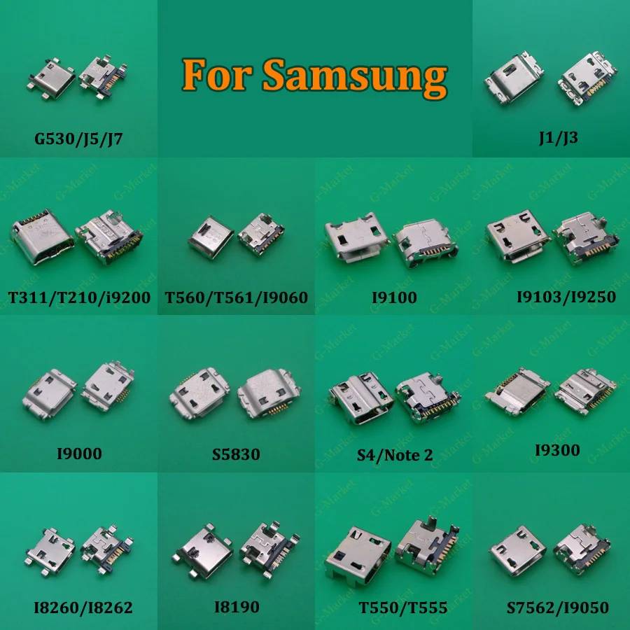 14Model 14PCS For Samsung I8260 G530 S3 i9300 S4  J3 J7 J5 T311 T210 T550 I9082 USB Charging Port Connector Plug Jack Socket