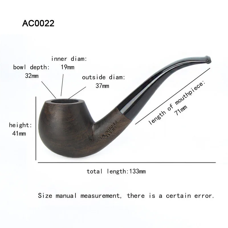 RU-Hot Sale Ebony Wooden Smoking Pipe With 9mm Activated Carbon Filter Cigar Pipes Accessories For Boyfriend Father Gift ac00M