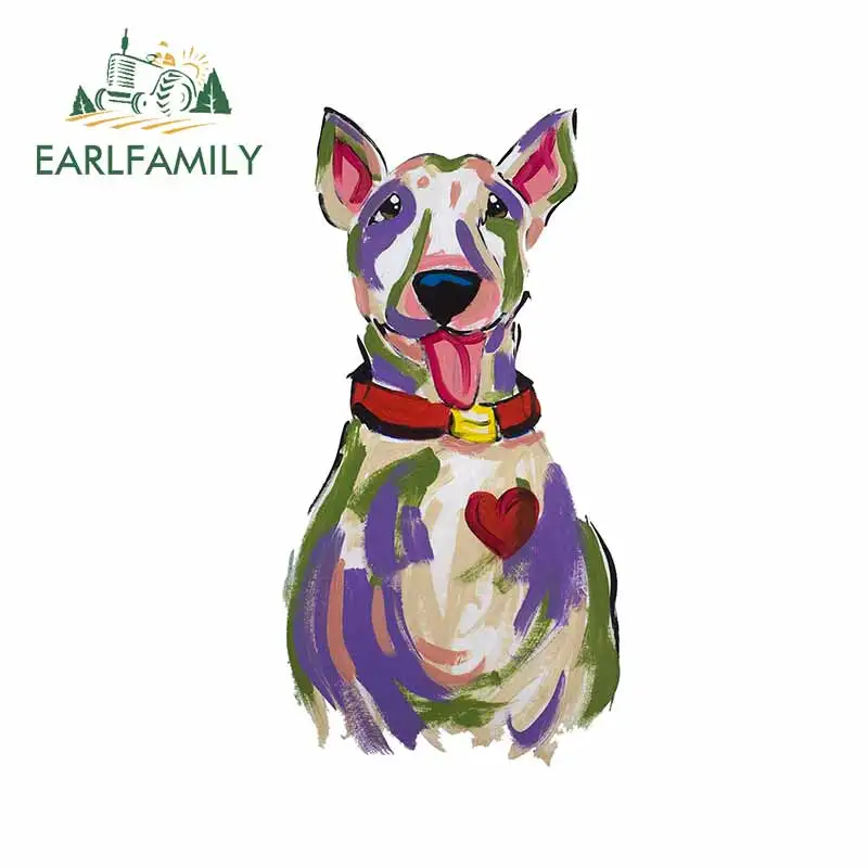 EARLFAMILY 13cm x 6.7cm Bull Terrier Dog Painting Winston Dog Decal Art Car Sticker for Rear Windshield Door Trunk Bumper