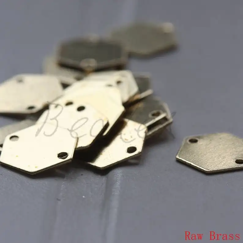 DIY Supply-Premium Plated Solid Brass Finding Hexagon Link - Honeycomb - 10mm (3704C)